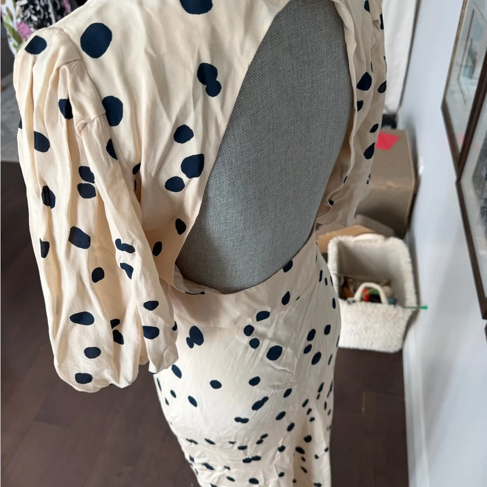 ba&sh Cream and Black Polka Dot Maxi Dress - Picture 2 of 4